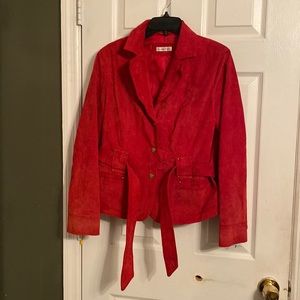 Yvonne Marie red leather jacket